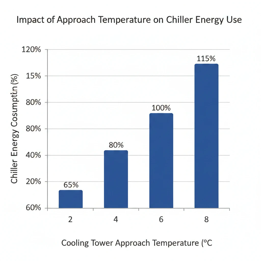 Cooling tower approach impact on energy consumption