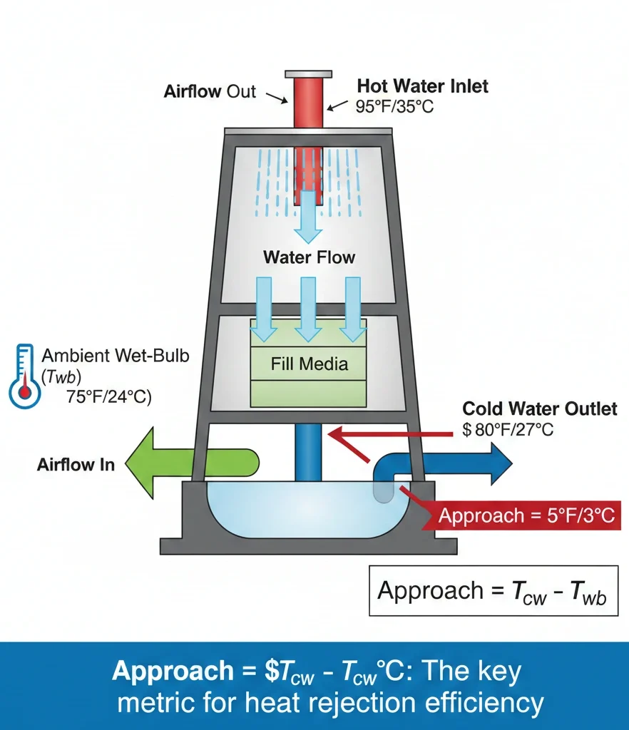 Cooling tower approach temperature diagram