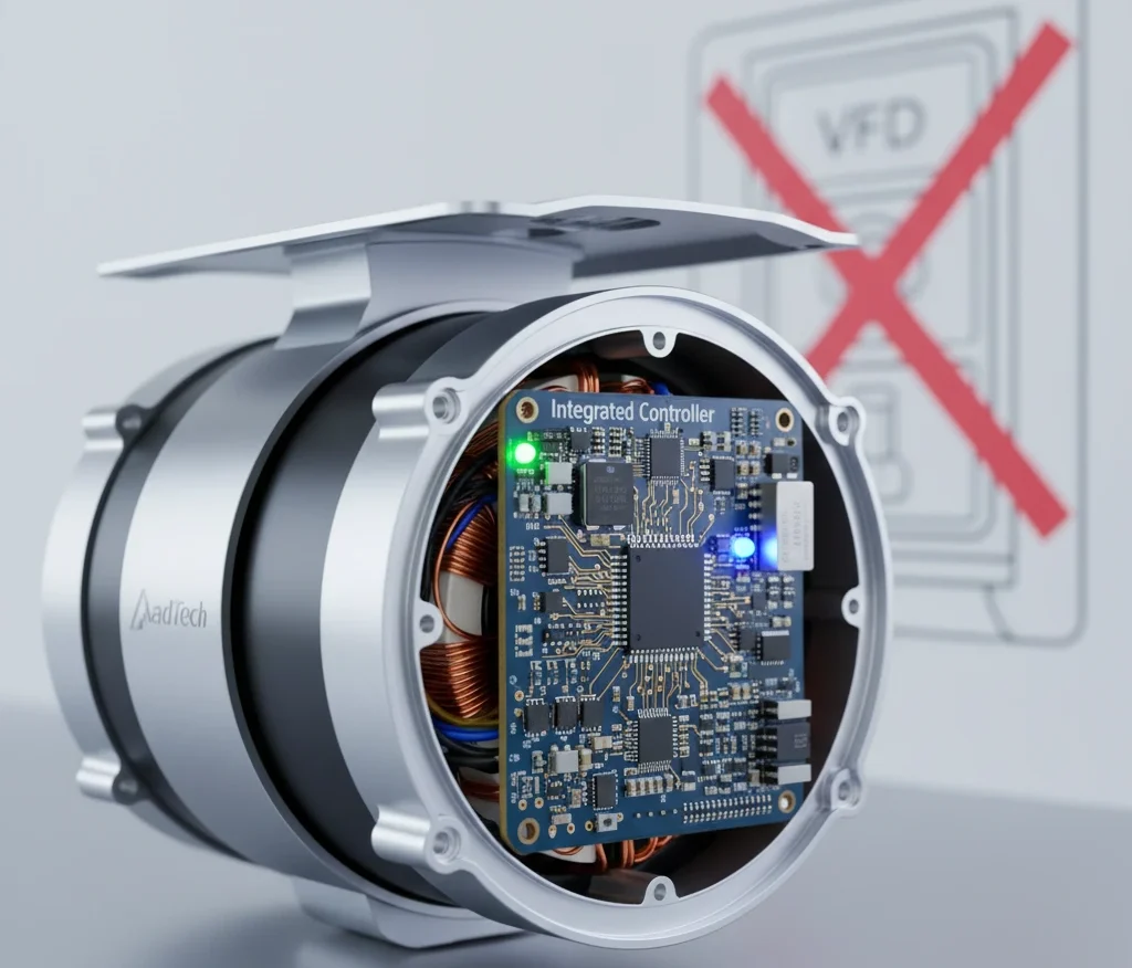 EC motors with integrated controller replacing VFD