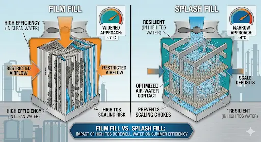 Comparison of Film Fill vs Splash Fill in high-TDS cooling water conditions