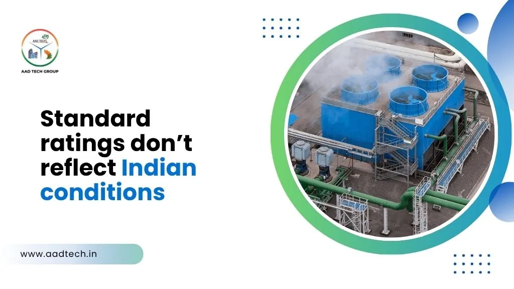 Industrial cooling tower bank highlighting performance gaps in Indian weather conditions.