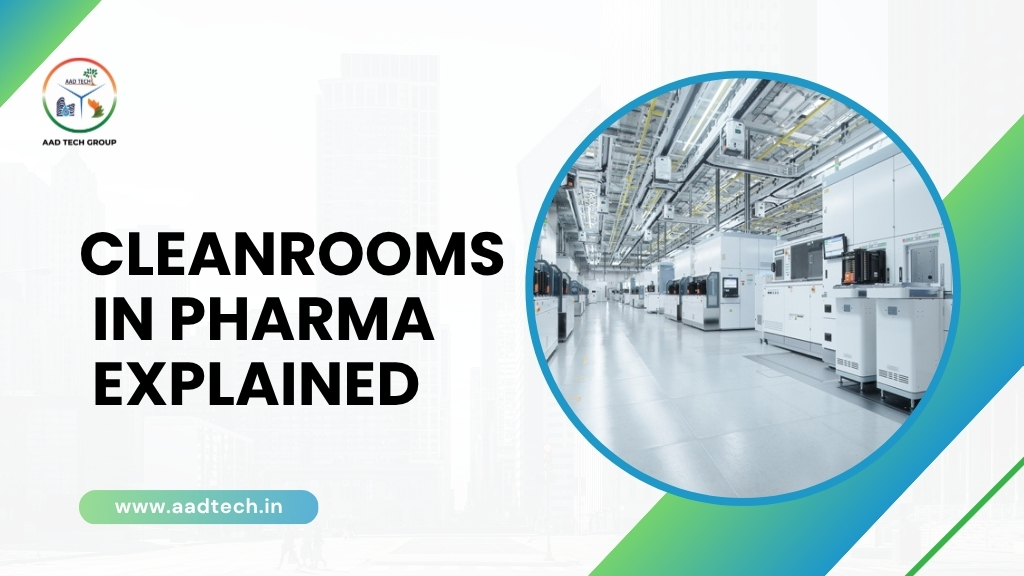 Cleanrooms in pharma with pharmaceutical manufacturing equipment and controlled cleanroom environment